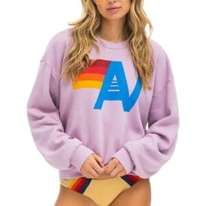 Aviator Nation Purple Sweatshirt with Rainbow Design